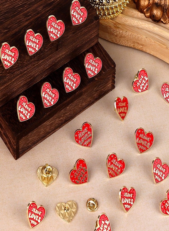 Furbeko 68 Pcs Religious Jesus Pins Bulk Christian Favors Jesus Loves You Lapel Brooch Red Heart Pins Badge for Clergy Appreciation Gift Church Sunday School Christmas Easter Favor - Image 4
